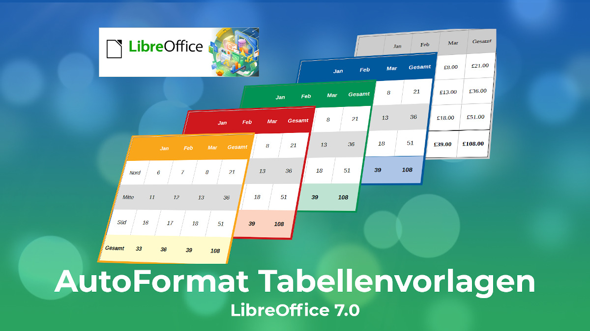 Neues Video: AutoFormat Tabellenvorlagen – LibreOffice 7.0