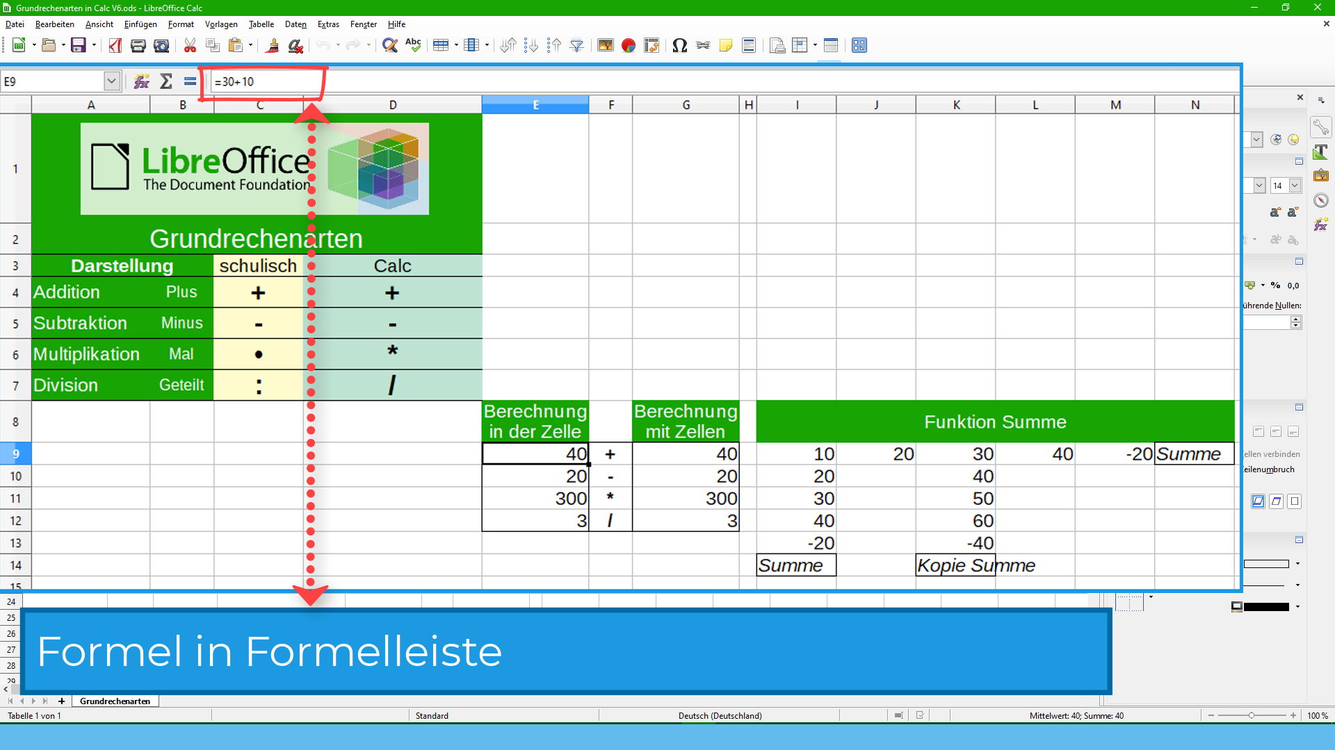 Neues Video: Grundrechenarten in Calc – LibreOffice 6