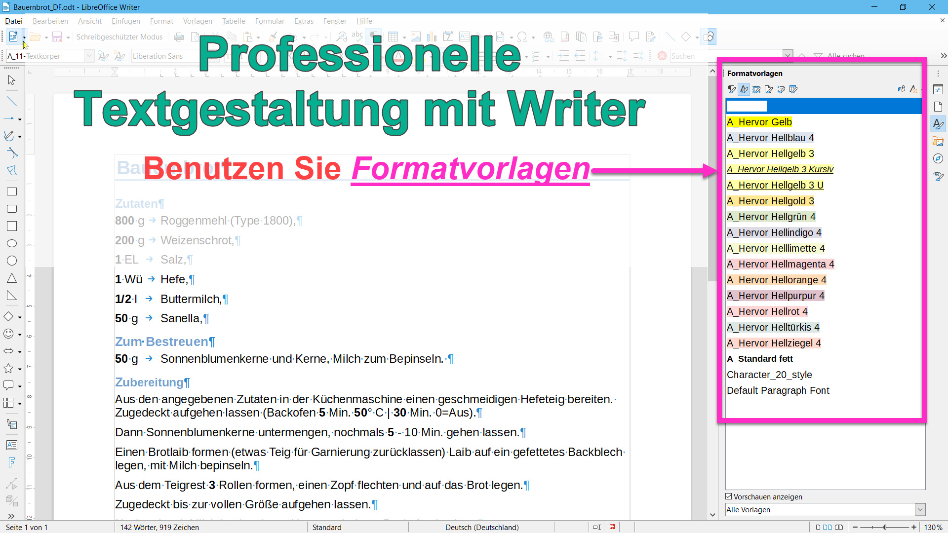 Neues Video: Professionelle Textgestaltung mit Writer – LibreOffice 7.1